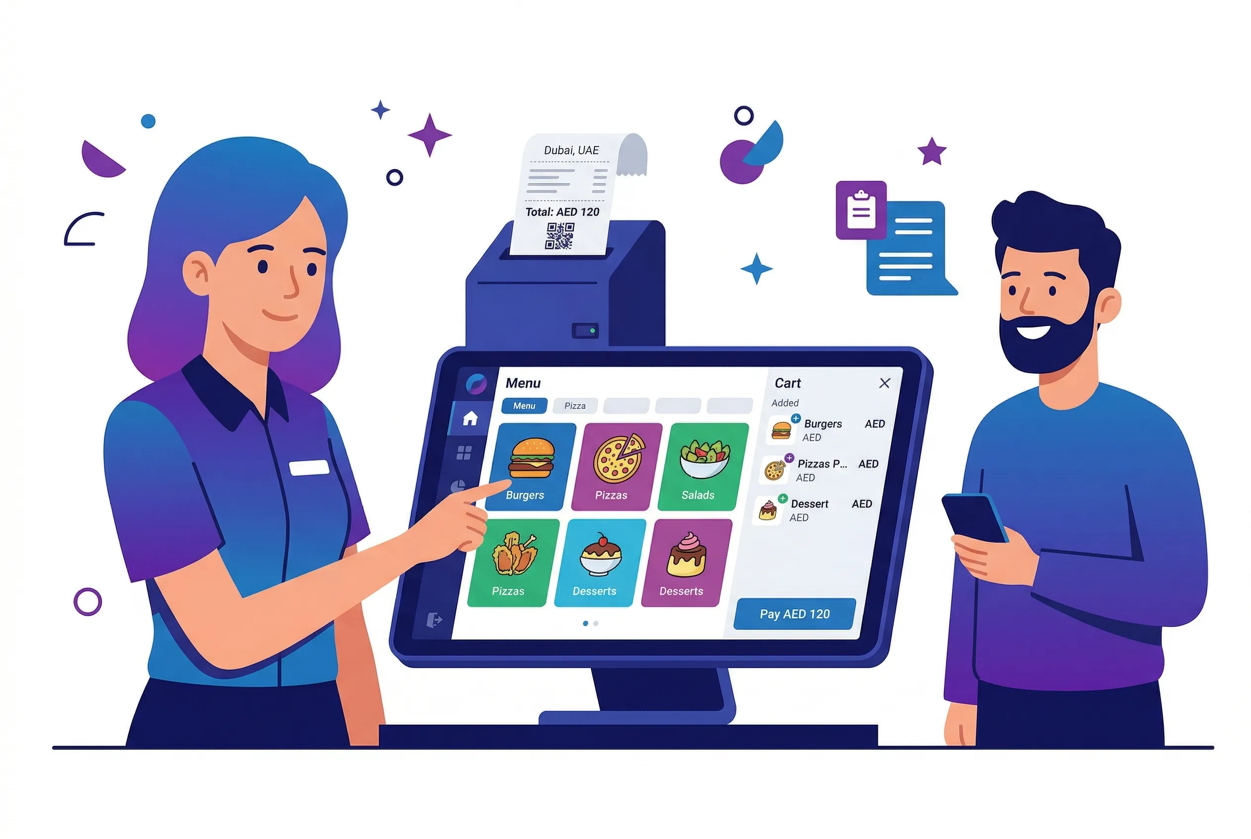 POS order screen with quick-add buttons