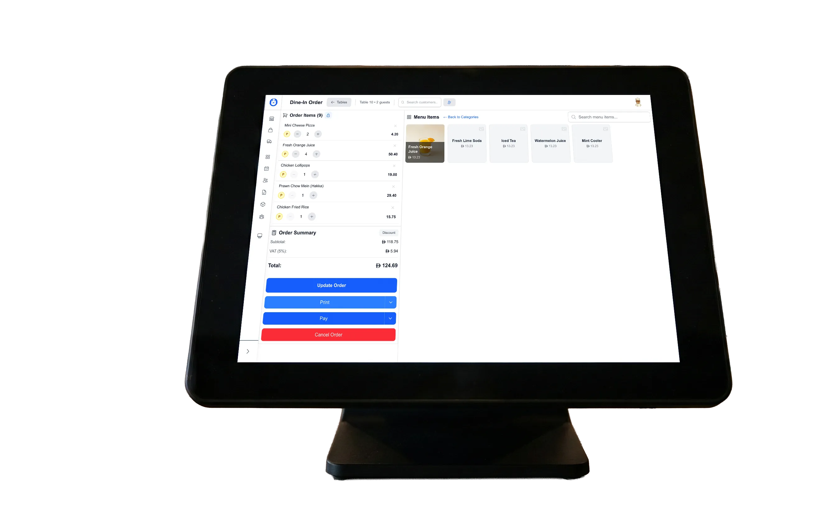 Écran de commande POS